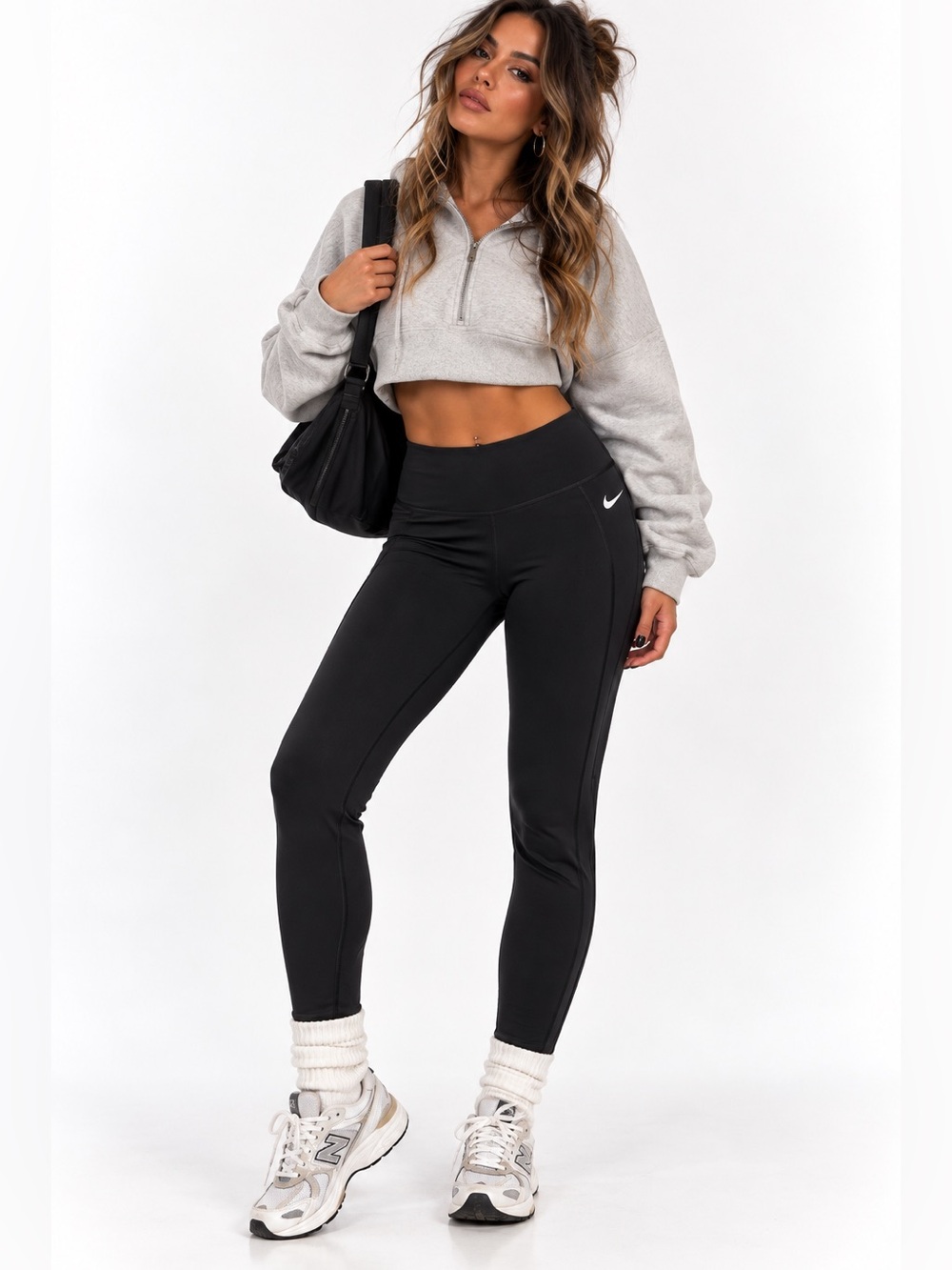 Nike Dri-FIT Black High Rise Mesh Panel Running Leggings Athletic Pants L